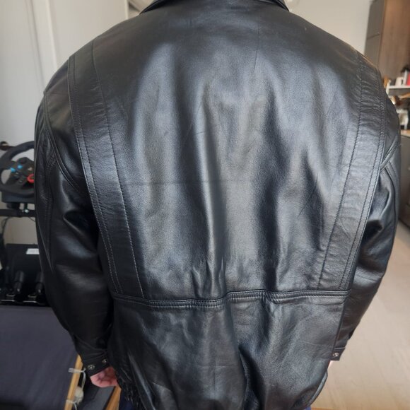 Vintage Classic Leather Bomber Jacket Unisex - Picture 4 of 6